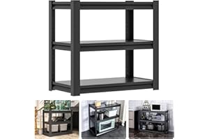 LONENESSL Garagenregale, Metallregale, höhenverstellbar, schraubenlos, strapazierfähig, 100 kg Kapazität pro Regal, für Lager, Werkstatt, Büro, Küche, Schwarz (80 x 80 x 40 cm)