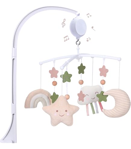 Lencyotool Baby Mobile Muziekdoos, babycadeau voor pasgeborenen jongens, op batterijen werkende muziek-mobiele muziekdoos, speelt 35 liedjes, in het volume instelbare kribbe mobiele motor