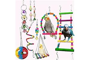 LOOPUNK Lot de 9 jouets pour oiseaux, perroquets, échelles colorées pour petits oiseaux, inséparables, chouettes, perruches, aras
