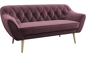 ‎MKS MEBLE MKS MEBLE Sofa - Moderne Sofa - Skandinavische Deko Polstersofa - Pirs Loungesofa - DREI Personen Rosa