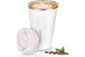Goodatech taza de viaje de café térmico de acero inoxidable, sin BPA vacío aislado, botella de coche, vaso con tapa hermética, para café caliente/frío, té y cerveza (Blanco,18oz)