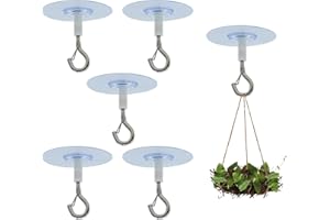 Satiskid 5 Stück selbstklebende Deckenhaken, keine Bohren, Deckenaufhängung, robuste selbstklebende Deckenhaken für Vogelfutterspender, Laternen, Windspiele, Pflanzgefäße
