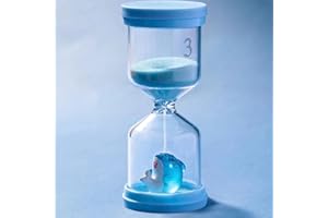 HANCHENG Bruchsichere Kunststoff-Sanduhr 3 Minuten, Bunte Kinder-Sanduhr mit Delphin in Macaron-Blau, Zahnputz-Timer für Kinder, Time-Timer für Kinderalltag, Lernen, Küche und Spiel