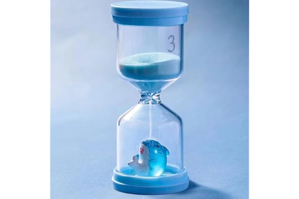 Sablier en plastique incassable de 3 minutes, sablier coloré pour enfants avec dauphin bleu macaron, minuteur de brossage des dents pour enfants, minuterie pour la vie quotidienne des enfants