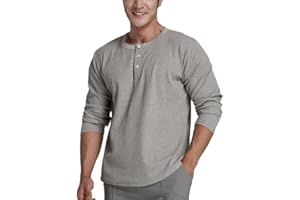 Muscle Alive Męska koszulka z długim rękawem, waflowa, luźna, do jazdy na boku, okrągły dekolt