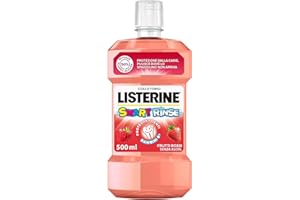 LISTERINE Smart Rinse Kids, Collutorio bambini 0% alcol ai Frutti Rossi, Collutorio senza alcool con formula al 95% di origine naturale protegge i denti contro le carie, per i bambini 6+, 500 ml