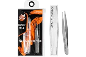 STALEKS PRO Pinza para cejas escasas y finas, precisa, acero inoxidable. Expert 10/4