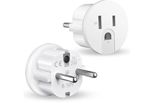 Obllemn 2 Stücke Reiseadapter USA auf Europa, USA Adapter Steckdose Deutschland Plug, US to EU Adapter, Weiß