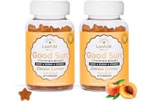 Lashilé Beauty - Complément Alimentaire - Autobronzant, Préparateur & Teint Hâlé - Good Sun Vitamines - Efficacité Prouvée - Made in France - Vitamine E & A, Bêta-carotène -Cure 2 mois 120 Gummies