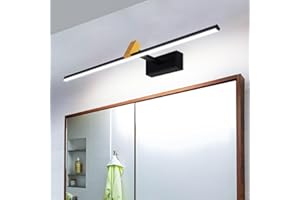 MantoLite LED Lampade da Parete,60cm 12W Applique Illuminazione per Interni IP44 4000K Bagno Luci Pareti da Specchio Nero più Oro con Testa Della Lampada Girevole Luci Lettura Faretti da Muro