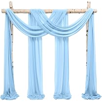 Tende per fondale in chiffon a 1 pannello, tende per tende in tessuto chiffon trasparente senza pieghe, decorazioni per palcoscenici per feste ad arco per cerimonie nuziali  15
