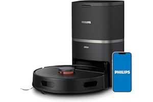 VERSUNI PHILIPS HomeRun 3000 Series Vacuum and Mop robot, ultra-strong suction power (4000 Pa), laser navigation, 200 minute run time, Auto-Empty station, black, robot vacuum cleaner, App, XU3100/01