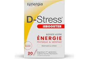 D-STRESS BOOSTER 20 sachets | Magnésium de 3ème Génération + Taurine + Arginine + Vitamines B | Booste l’Énergie Physique et Mentale | LABORATOIRE SYNERGIA
