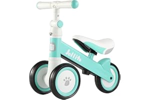 ‎JOLLITO JOLLITO Kinder Laufrad, Einstellbar Kleinkind Baby Fahrrad 12-24 Monat mit 3 Leise Räder, Kein Pedal Balance Bike Walker Spielzeug Laufrad ab 1 Jahr Alte Jungs Mädche (Green)