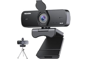 NEWORK Webcam 4K per PC, 4K UHD 1/2.55" Sensore Sony, Auto Focus, Copertura Privacy e Treppiede, Doppio Microfono con Cancellazione del Rumore, Plug&Play, 77° FOV, Webcam per Streaming, Videochiamate