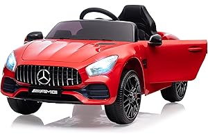 BALOVEBY Elektroauto für Kinder, Mercedes-Benz Amg-Gt Lizenziertes Elektroauto für Kinder Von 3–8 Jahren Mit Kindersicherung, Scherentür, Federung, 3 Geschwindigkeiten, Led-Leuchten, Hupe