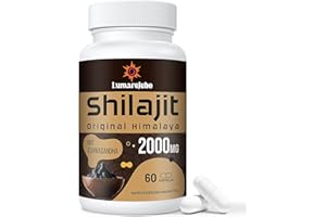 ‎LUMAREJEBO Shilajit Kapseln, Hochdosiert 2000mg pro Tagesdosis, Mit Ashwagandha, das Reine Original aus dem Himalaya, 60% Fulvosäure, Vegan (60 Kapseln)