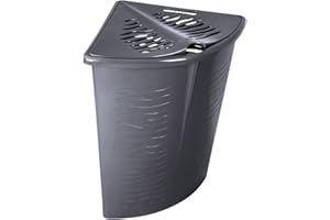 BRANQ HOME ESSENTIAL BranQ Eck-Wäschekorb Zebra Zebraoptik Wäschebox Wäschebehälter 45 L (Grau)