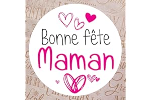 36 étiquettes cadeaux BONNE FÊTE MAMAN - Rondes 35 mm - Sticker autocollant en papier - Marque Eticréa