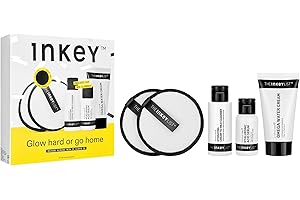 THE INKEY LIST INKEY List Glow Hard or Go Home Gift Set, Includes 2 Cleansing Pads, Hydrating Cream-to-Milk Cleanser, Hyaluronic Acid Serum, Omega Water Cream, Skincare Trio for Glowing Skin