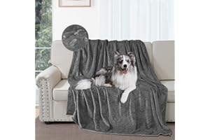 DUJUIKE Coperta Da Letto Impermeabile, Coperta Per Cani Impermeabile In Flanella, Adatta Per La Protezione Dei Mobili Del Divano Letto, Coperta Morbida Multifunzionale Double Face (102x152 cm, Grigia)