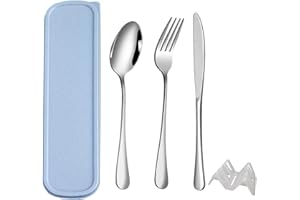 QZLSAYSL Set De Couverts De Voyage, Couverts, Couverts De Voyage, BoîTe De Couverts RéUtilisables Pour L'éCole, Le Voyage, Le Camping-5pcs (bleu (couleur))