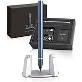 novium Hoverpen Aluminuma Self-balancing Pen with stunning aesthetics and mesmerizing motion - Midnight Blue (& Silver Pedest