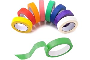WITWAR Masking Tape, 8 Rolls Coloured Tape Set Rainbow Painters Artist Low Tack Writable Masking Tape Sticky for Artists Kids Painting DIY Crafting Labeling or Coding Art Supplies, 15mm*13m