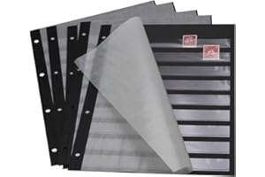 SAFE Lot de 5 feuilles noires pour timbres avec 9 bandes transparentes