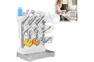 HOVCEH Scola Biberon, Scolabiberon con Vassoio di Sgocciolamento, Grande Rastrelliere Asciuga Biberon per Sgocciolare, Porta Biberons Senza BPA, Salvaspazio