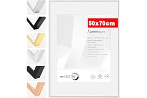 HIMEETIME® 1x Cadre Photo 50x70 cm en Aluminium Argenté, Cadre à Documents 70x50，Plexiglas haute résolution,Cadre photo pour La Décoration Murale ou L'affichage de Galerie