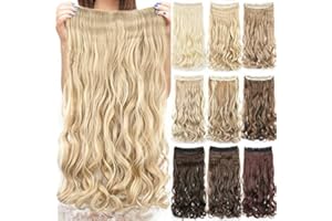 IMISSU Capelli Lunghi e Spessi Naturali Ricci Clip In Estensioni Dei Capelli Sintetici Posticci Per Le Donne (Bionda da spiaggia,28 Inch)