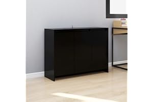IKAYAA Credenza, Credenza Soggiorno Moderno, Madia Soggiorno, Mobile Cucina, Madia Cucina, Credenze Cucina, Nera 102x33x75 cm in Truciolato