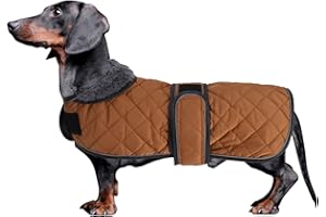 MOREZI Veste d'hiver Dachshund, Doublure Polaire, col Montant Pliable, Ceinture réglable et Bords réfléchissants-Marron-S