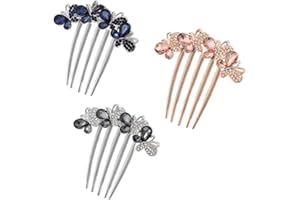 OUDQFCJ 3 Pcs Strass Blumen Haarkamm Braut Haarschmuck Schmetterlinge und Blumen Haar Steckkamm in 3 Farben Haare Seitenkamm für Frauen und Mädchen