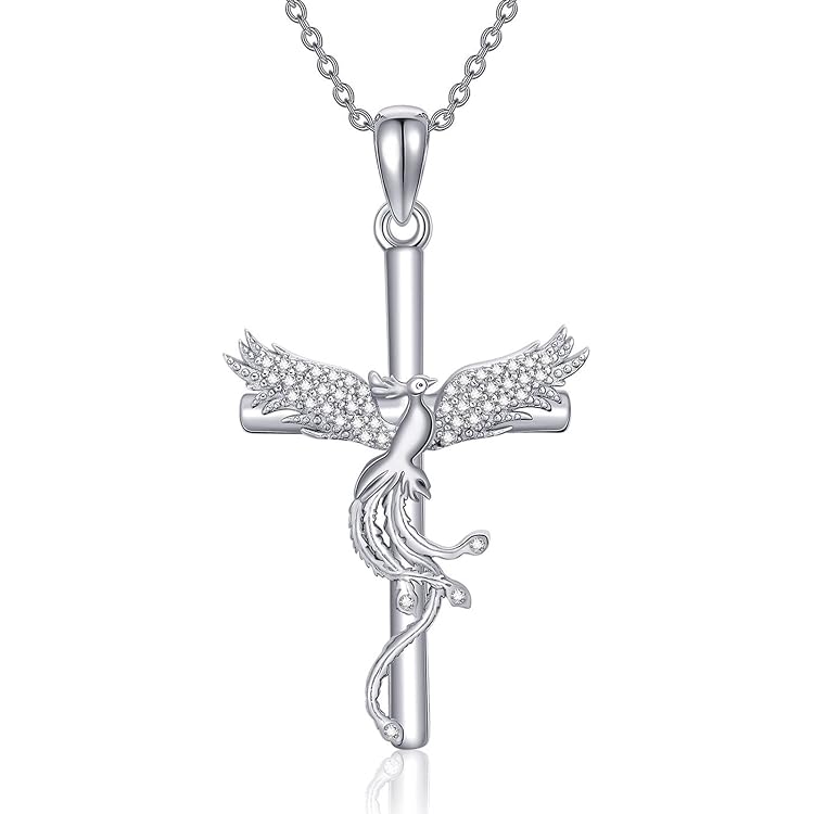ONEFINITY Phönix Halskette – 925er Sterlingsilber, Mit Strasssteinen, 45,7+5,1 Cm Kette („Rise From The Ashes“)