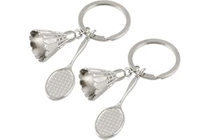 EQLEF Badminton Keyring, Creative Metal 3D Badminton Keychain Sport Keyring Ball Keyring 2 Pcs