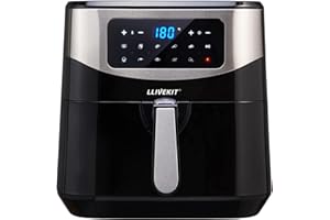 LLIVEKIT XL 7L Large Air Fryer, Family Size Hot Air Fryer 1800W Digital Display with 10 Presets, Removable Basket, Timer & Preheat for Oil Free & Low Fat Cooking (21 Recipes)