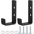 Qeapug 2 Pcs Garage Hooks, Heavy Duty Wall Hooks, J Shape Hooks, Metal Tools Storage Hooks Wall Mounted Heavy Duty for Hanging, Garage, Truck, Home Equipment Organizer, J Hook Set, Black (2 Black)