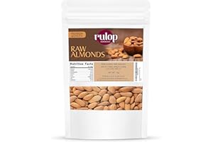 Rulop California Raw Almonds 1kg, Premium Vegan Almonds Packed in a Resealable Pouch to Maintain Freshness