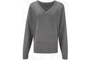 EFTINAN Unisex Premium V-Neck Knitted Jumper Long Sleeve Sweatshirt School Ages 2-18+ UK