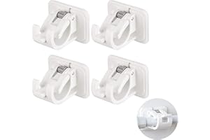 ZALHIN 4 Pezzi autoadesivi per aste per Tende, Ganci per Tende Senza Bucare Gancio per Tende Finestre PVC Adesivi per Asciugamani, aste per Ganci, Supporto per Tende