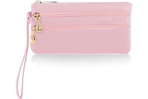 simarro Wristlet Clutch Purse, Lambskin Soft Leather Long Multi-pocket Wrist Bag With Strap Portable Wallet for Women Coin Pocket Credit Card ID Key Headset Lipstick Phone