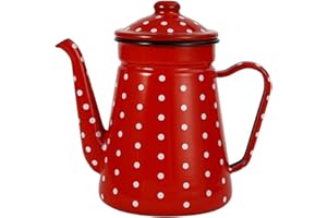 Pvczool 1.2L éMail CafetièRe Verser sur Lait Cruche Pichet ThéIèRe pour CuisinièRe à Gaz et CuisinièRe à Induction A