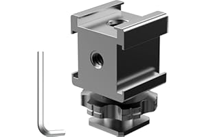 HLEESH Camera Cold Shoe Mount Adapter, Aluminium Alloy Triple Hot Shoe Extension Bracket Holder for GoPro DSLR Cameras Flash Light, Monitor, Microphone