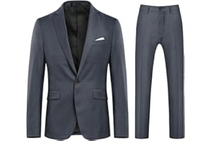 Allthemen Traje de Hombre de 2 Piezas Monocolor con un botón y Abertura en la Parte Trasera (Blazer + Pantalones)