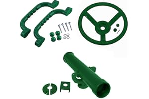 CHILDWOOD PLAY Kids Toys Climbing Frame Accessory Bundle Play Telescope Safety grab handles Steering wheel Tree house accessories Play Den (Green)