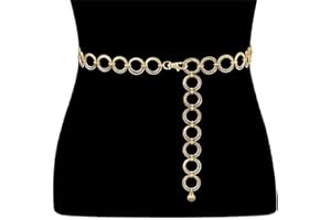 Divono Women Chain Belt Multi Layer Waist Chain Metal Belt,Adjustable Link Belts Waist Chain Belts Party Body Chains Metal Link Body Belly Waist Chain For Belly Body Costume Jewelry(Gold)