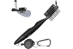 Hongoen Golf Club Bürste,Golf Bürste,Golfschläger Bürste,2 in 1Golf Club Bürste und Groove Cleaner, Golf Club Groove Cleaner,Nylon Und Edelstahl Bürste Mit Spik für Hängen Auf Golf Tasche