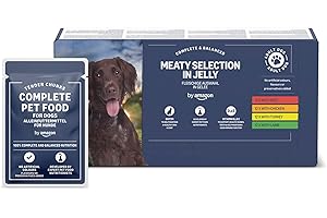 by Amazon Alimento completo per cani adulti Selezione di carne in gelatina, 4.8 kg, 48 Confezioni da 100g